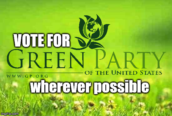 VOTE FOR; wherever possible | image tagged in green party,vote | made w/ Imgflip meme maker