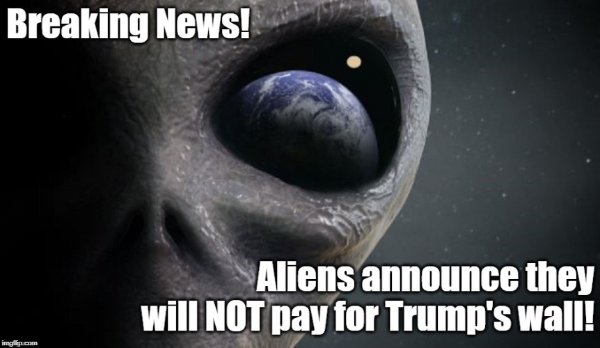 Breaking News | image tagged in wall,trump wall,alien,aliens,space force,ancient aliens | made w/ Imgflip meme maker