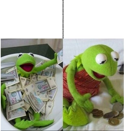 kermit before and after money Blank Meme Template
