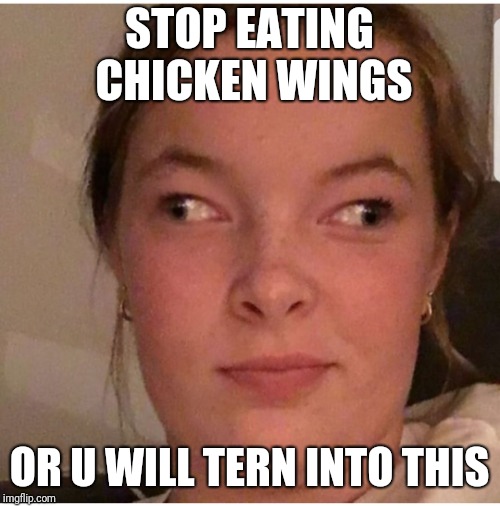 Stop eating CHICKEN wings | STOP EATING CHICKEN WINGS; OR U WILL TERN INTO THIS | image tagged in stop eating chicken wings | made w/ Imgflip meme maker