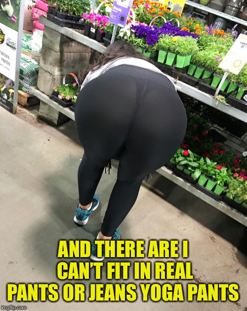 AND THERE ARE I CAN’T FIT IN REAL PANTS OR JEANS YOGA PANTS | made w/ Imgflip meme maker