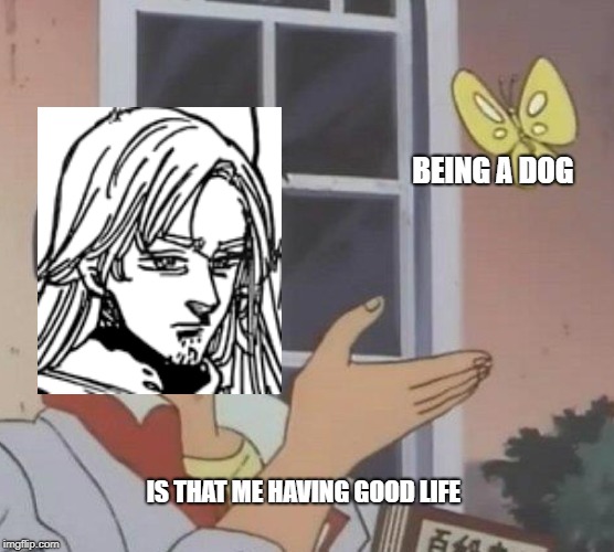 Is This A Pigeon Meme | BEING A DOG; IS THAT ME HAVING GOOD LIFE | image tagged in memes,is this a pigeon | made w/ Imgflip meme maker