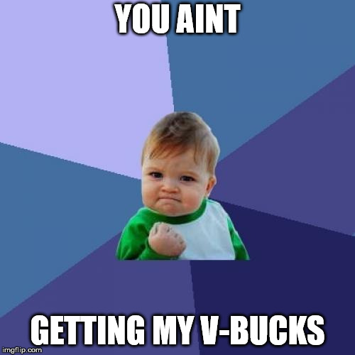 Success Kid Meme | YOU AINT; GETTING MY V-BUCKS | image tagged in memes,success kid | made w/ Imgflip meme maker