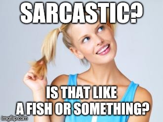 SARCASTIC? IS THAT LIKE A FISH OR SOMETHING? | made w/ Imgflip meme maker