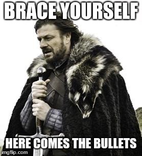 ned stark | BRACE YOURSELF HERE COMES THE BULLETS | image tagged in ned stark | made w/ Imgflip meme maker