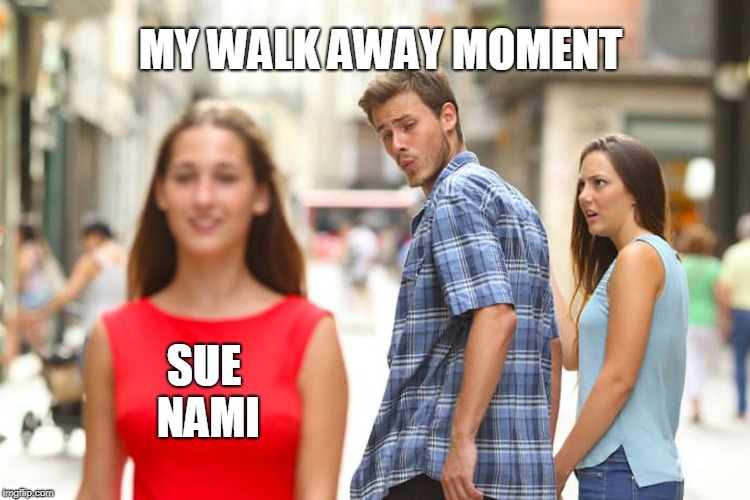 Distracted Boyfriend Meme | MY WALK AWAY MOMENT; SUE NAMI | image tagged in memes,distracted boyfriend | made w/ Imgflip meme maker