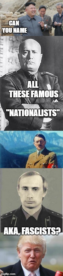 Fascism, fear, hate and racism all coming to light in America | CAN YOU NAME; ALL THESE FAMOUS "NATIONALISTS"; AKA, FASCISTS? | image tagged in memes,politics,fascists,trump,sad | made w/ Imgflip meme maker