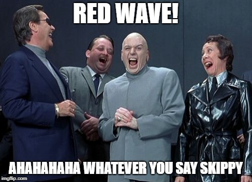 Laughing Villains Meme | RED WAVE! AHAHAHAHA WHATEVER YOU SAY SKIPPY | image tagged in memes,laughing villains | made w/ Imgflip meme maker