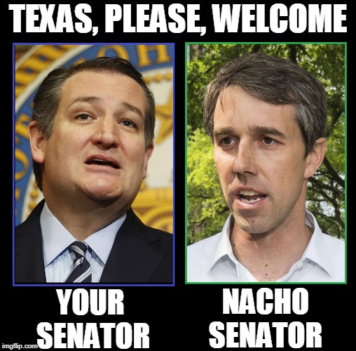 Beto was one of the great minds ever to run for any office... boy job. | TEXAS, PLEASE, WELCOME; YOUR SENATOR; NACHO SENATOR | image tagged in vince vance,beto,ted cruz,robert francis o'rourke,texas,faux humans | made w/ Imgflip meme maker