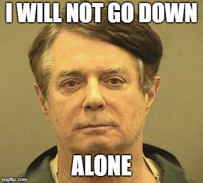 Manafort Mugshot | I WILL NOT GO DOWN ALONE | image tagged in manafort mugshot | made w/ Imgflip meme maker