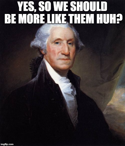 George Washington Meme | YES, SO WE SHOULD BE MORE LIKE THEM HUH? | image tagged in memes,george washington | made w/ Imgflip meme maker