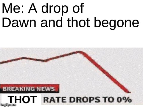 Thot Begone | Me: A drop of Dawn and thot begone; THOT | image tagged in thots,begone | made w/ Imgflip meme maker