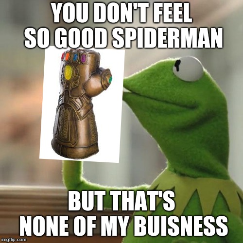 But That's None Of My Business Meme | YOU DON'T FEEL SO GOOD SPIDERMAN; BUT THAT'S NONE OF MY BUISNESS | image tagged in memes,but thats none of my business,kermit the frog | made w/ Imgflip meme maker