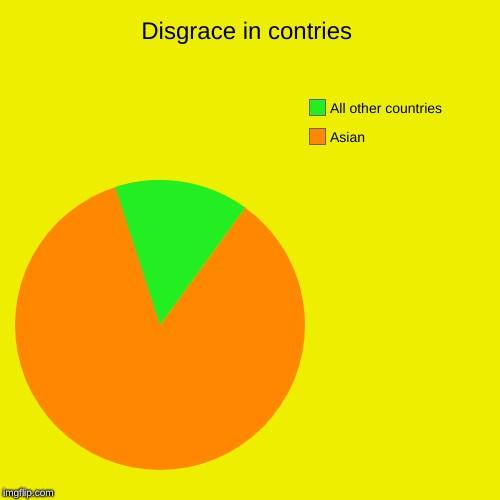 Disgrace in contries | Asian, All other countries | image tagged in funny,pie charts,asian,geography,national geographic,disgrace | made w/ Imgflip chart maker