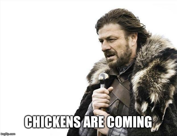 Brace Yourselves X is Coming Meme | CHICKENS ARE COMING | image tagged in memes,brace yourselves x is coming | made w/ Imgflip meme maker