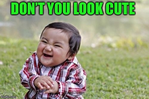 Evil Toddler Meme | DON’T YOU LOOK CUTE | image tagged in memes,evil toddler | made w/ Imgflip meme maker