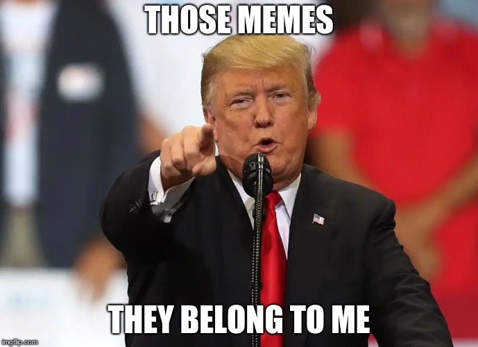 those belong to me! | THOSE MEMES; THEY BELONG TO ME | image tagged in donald trump,memes | made w/ Imgflip meme maker