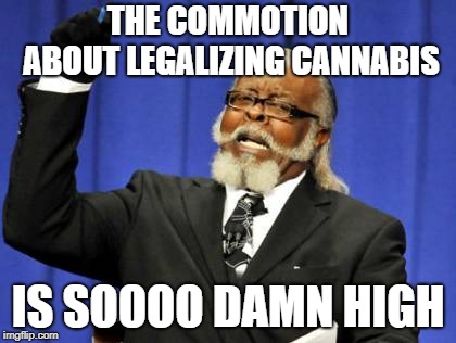 Too Damn High Meme | THE COMMOTION ABOUT LEGALIZING CANNABIS; IS SOOOO DAMN HIGH | image tagged in memes,too damn high | made w/ Imgflip meme maker