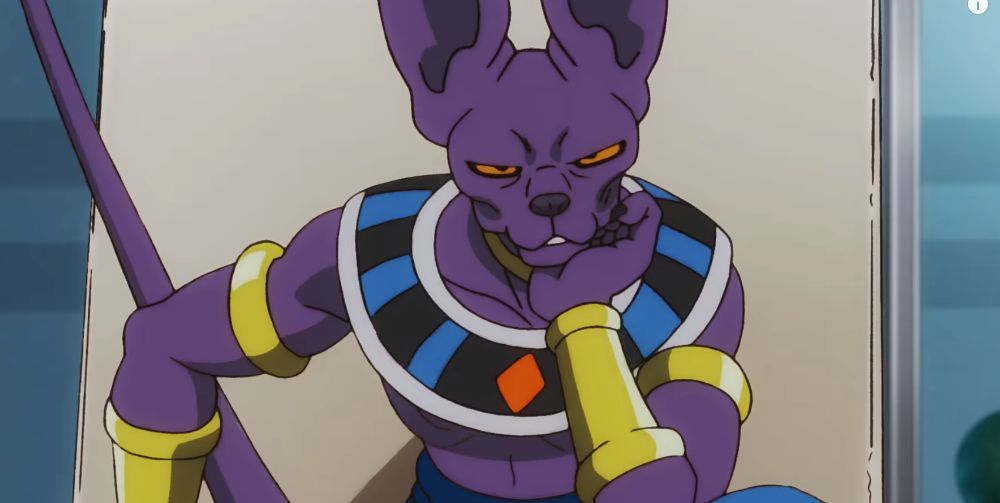 Beerus sits on chair (Broly Movie 2019) Blank Meme Template