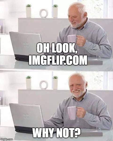 Hide the Pain Harold | OH LOOK, IMGFLIP.COM; WHY NOT? | image tagged in memes,hide the pain harold | made w/ Imgflip meme maker