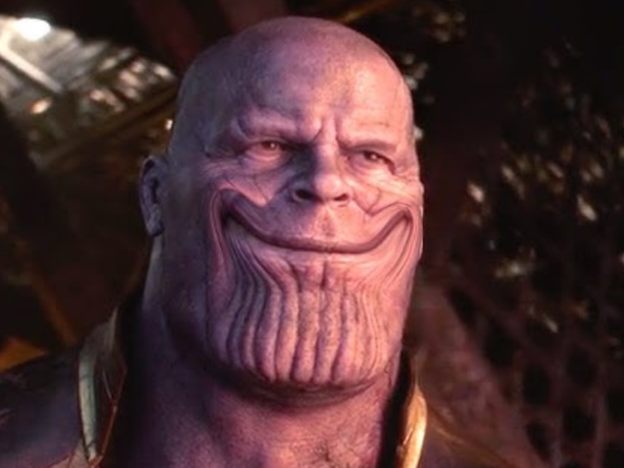 High Quality Thanos Smiles When He Snaps Blank Meme Template