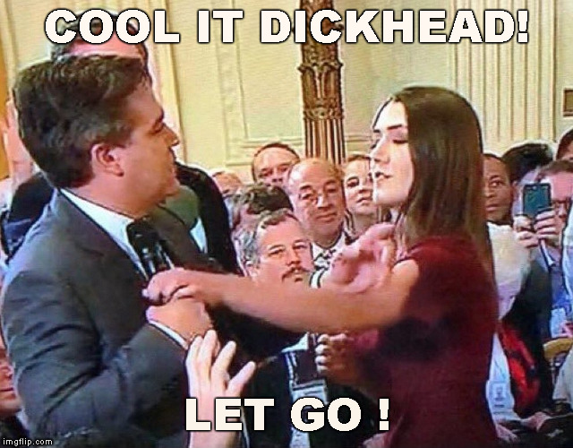 You had it coming ! | COOL IT DICKHEAD! LET GO ! | image tagged in memes,cnn,jim acosta,white house intern,acosta,meme | made w/ Imgflip meme maker