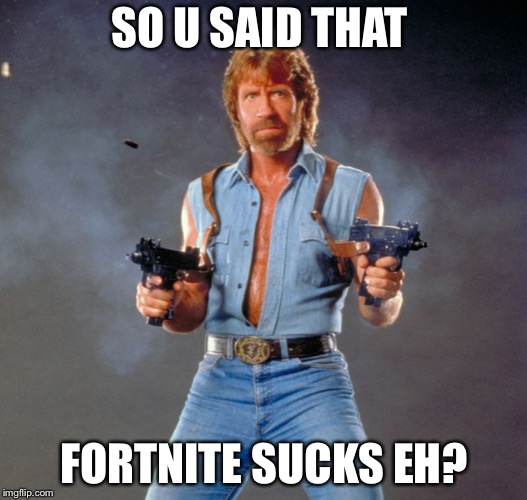 Chuck Norris Guns | SO U SAID THAT; FORTNITE SUCKS EH? | image tagged in memes,chuck norris guns,chuck norris | made w/ Imgflip meme maker
