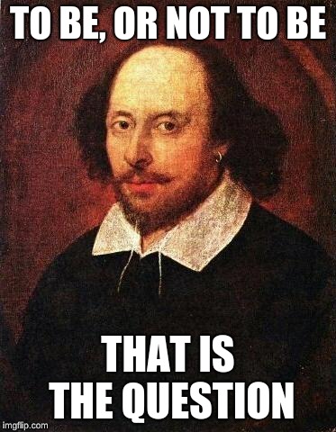 Shakespeare | TO BE, OR NOT TO BE THAT IS THE QUESTION | image tagged in shakespeare | made w/ Imgflip meme maker