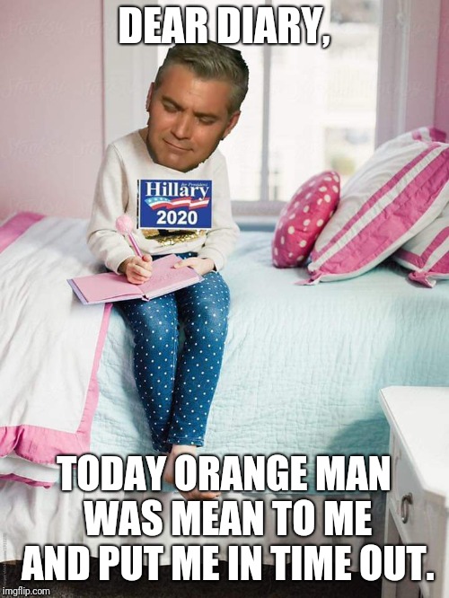 Jim gets out in time out for being an a$$hole | DEAR DIARY, TODAY ORANGE MAN WAS MEAN TO ME AND PUT ME IN TIME OUT. | image tagged in political meme,politics,cnn fake news | made w/ Imgflip meme maker