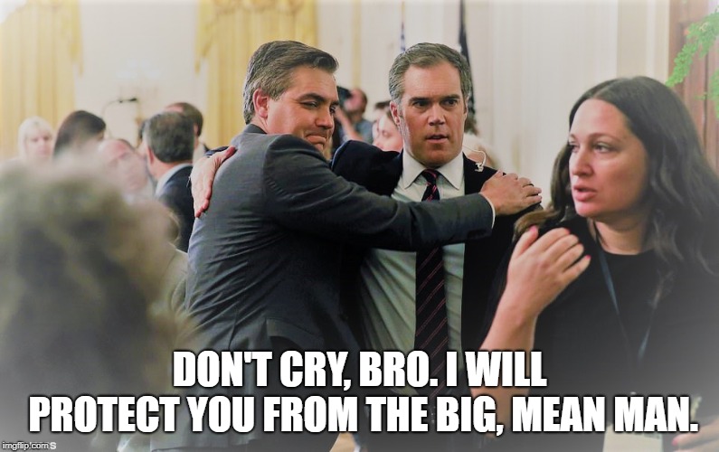 DON'T CRY, BRO. I WILL PROTECT YOU FROM THE BIG, MEAN MAN. | image tagged in bromance | made w/ Imgflip meme maker