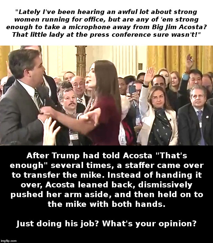 Jim Acosta: Hero of the Proletariat! | image tagged in jim acosta,donald trump,look at how the other reporters there reacted | made w/ Imgflip meme maker