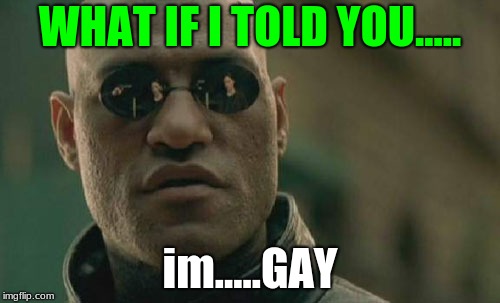 Matrix Morpheus Meme | WHAT IF I TOLD YOU..... im.....GAY | image tagged in memes,matrix morpheus | made w/ Imgflip meme maker