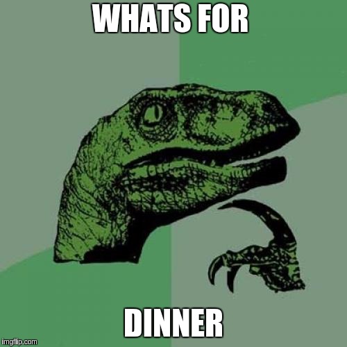 Philosoraptor Meme | WHATS FOR; DINNER | image tagged in memes,philosoraptor | made w/ Imgflip meme maker