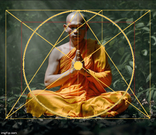 A person meditating and the Golden Ratio. | image tagged in monk,mediation,the golden ratio | made w/ Imgflip meme maker