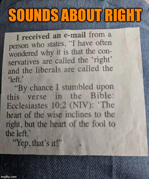 Biblically Speaking... | SOUNDS ABOUT RIGHT | image tagged in right wing,left wing,biblical,political,memes | made w/ Imgflip meme maker