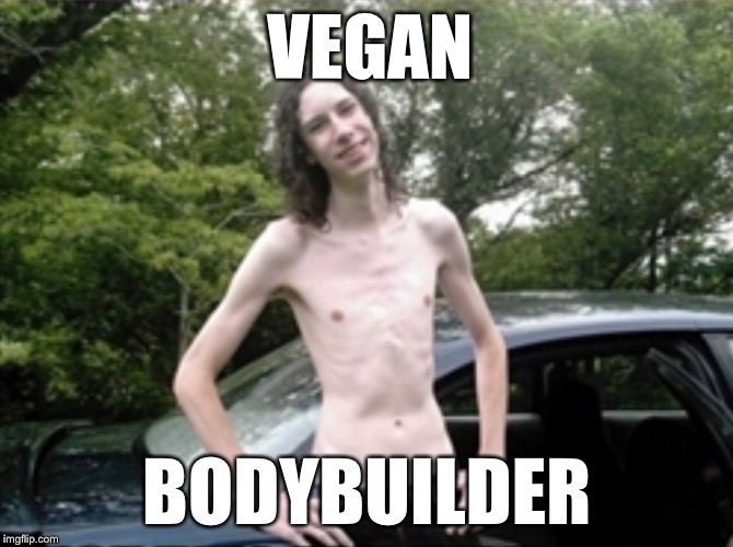 Vegan Dude | VEGAN; BODYBUILDER | image tagged in vegan dude | made w/ Imgflip meme maker