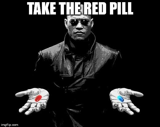 Matrix Morpheus Offer | TAKE THE RED PILL | image tagged in matrix morpheus offer | made w/ Imgflip meme maker