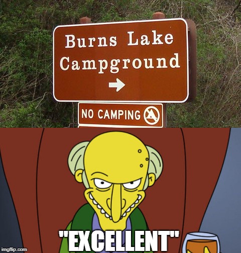 Mr. Burns | image tagged in c montgomery burns,no camping | made w/ Imgflip meme maker