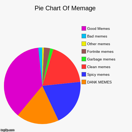 Pie Chart Of Memage | DANK MEMES, Spicy memes, Clean memes, Garbage memes, Fortnite memes, Other memes, Bad memes, Good Memes | image tagged in funny,pie charts | made w/ Imgflip chart maker