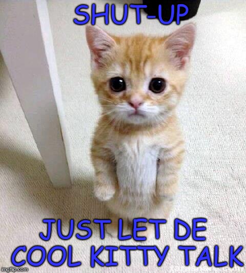 Cute Cat Meme | SHUT-UP; JUST LET DE COOL KITTY TALK | image tagged in memes,cute cat | made w/ Imgflip meme maker