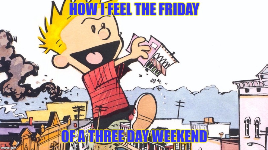 HOW I FEEL THE FRIDAY; OF A THREE DAY WEEKEND | image tagged in happy friday,3 day weekend | made w/ Imgflip meme maker