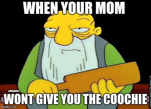 That's a paddlin' Meme | WHEN YOUR MOM; WONT GIVE YOU THE COOCHIE | image tagged in memes,that's a paddlin' | made w/ Imgflip meme maker