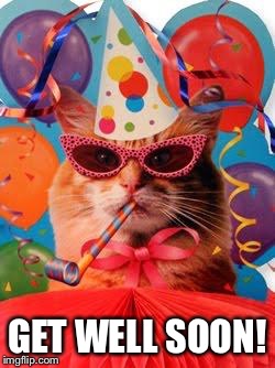 Cat Celebration! | GET WELL SOON! | image tagged in cat celebration | made w/ Imgflip meme maker
