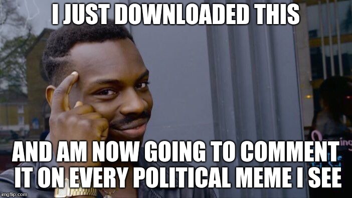 Roll Safe Think About It Meme | I JUST DOWNLOADED THIS AND AM NOW GOING TO COMMENT IT ON EVERY POLITICAL MEME I SEE | image tagged in memes,roll safe think about it | made w/ Imgflip meme maker