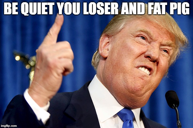 Donald Trump | BE QUIET YOU LOSER AND FAT PIG | image tagged in donald trump | made w/ Imgflip meme maker