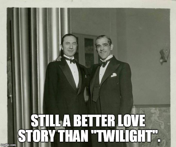Better than "Twilight". | STILL A BETTER LOVE STORY THAN "TWILIGHT". | image tagged in still a better love story than twilight,funny,horror,classic movies | made w/ Imgflip meme maker
