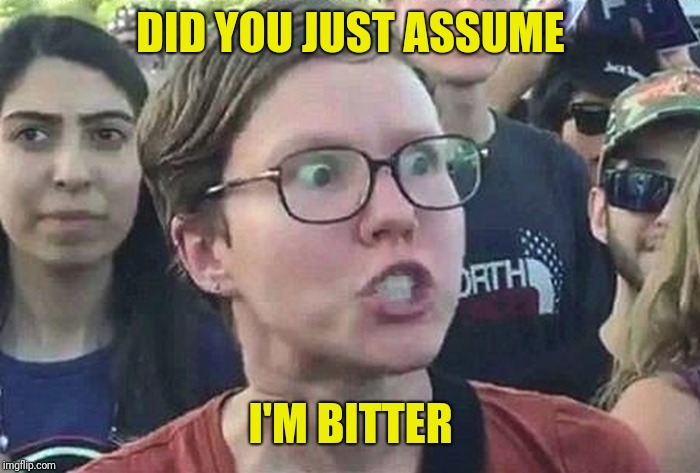 Triggered Liberal | DID YOU JUST ASSUME I'M BITTER | image tagged in triggered liberal | made w/ Imgflip meme maker