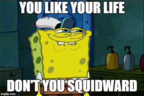 Don't You Squidward | YOU LIKE YOUR LIFE; DON'T YOU SQUIDWARD | image tagged in memes,dont you squidward | made w/ Imgflip meme maker