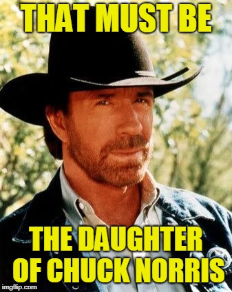 Chuck Norris Meme | THAT MUST BE THE DAUGHTER OF CHUCK NORRIS | image tagged in memes,chuck norris | made w/ Imgflip meme maker