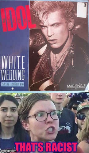 THAT’S RACIST | image tagged in triggered liberal,billy idol,racist,white wedding | made w/ Imgflip meme maker